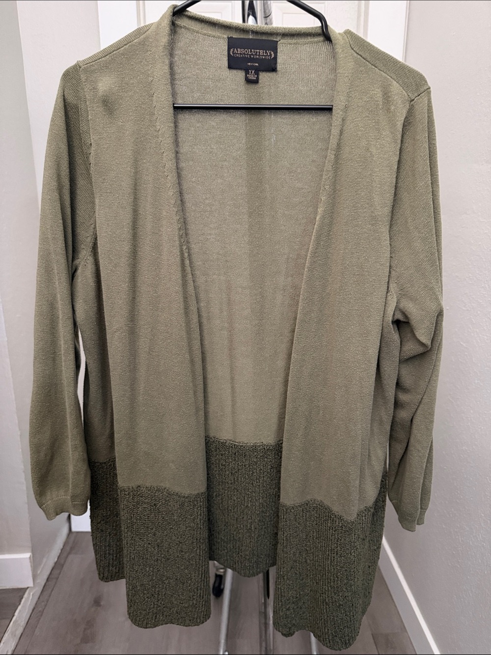 Absolutely Olive Open-Front Cardigan with Textured Hem